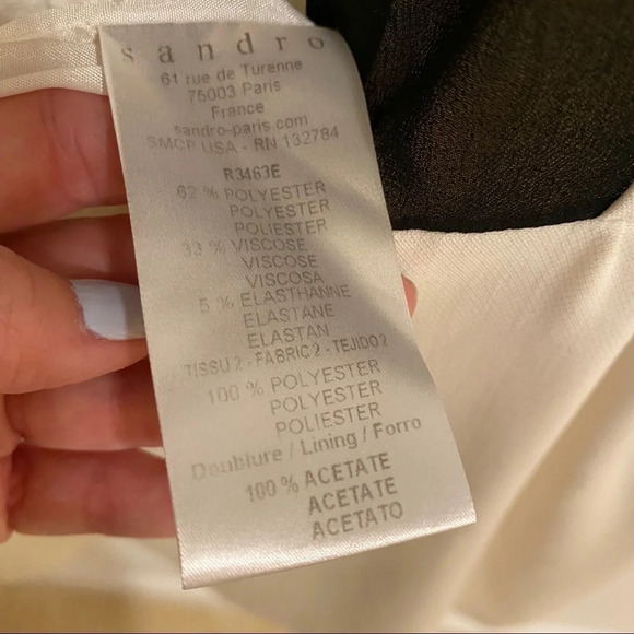 Sandro Rime Bustier Sheer Dress in White & Black size 1 Small - Picture 6 of 10